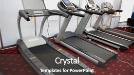  Presentation with treadmill - Amazing PPT layouts having image of a treadmill under the white background backdrop and a dark gray colored foreground