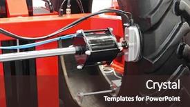  Presentation with tire - Presentation theme consisting of image of a truck wheel on a tire machine background and a wine colored foreground