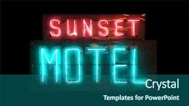  Presentation with neon - Presentation theme with image of a vintage motel background and a ocean colored foreground