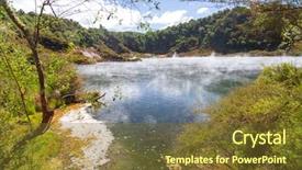  Presentation with volcanic eruption sopka klyuchevskoy volcano - Presentation design with image of a volcanic activities background and a tawny brown colored foreground