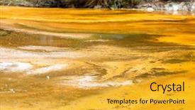  Presentation with volcanic eruption sopka klyuchevskoy volcano - PPT theme having image of a volcanic activities background and a yellow colored foreground