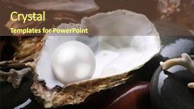  Presentation with pearl oyster - Slide deck with image of a white pearl background and a tawny brown colored foreground