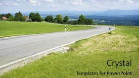  Presentation with road - PPT theme consisting of image of a winding road background and a gold colored foreground