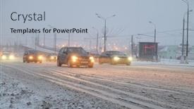  Presentation with road - PPT theme having image-of-a-winter-road background and a light blue colored foreground