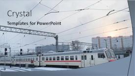  Presentation with tracks - Colorful PPT theme enhanced with portrait of skittish woman in sports clothing on black backdrop and a wine colored foreground