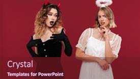  Presentation with demon - Theme enhanced with women displeased angel and demon background and a tawny brown colored foreground