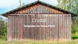  Presentation with hut - PPT layouts enhanced with image-of-a-wooden-agricultural background and a coral colored foreground