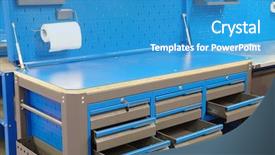  Presentation with repair - Beautiful PPT layouts featuring image of a working bench backdrop and a  colored foreground