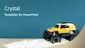 Presentation with suv - Slide deck featuring image of a yellow suv background and a ocean colored foreground