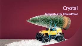  Presentation with suv car - PPT theme having image of a yellow suv background and a tawny brown colored foreground