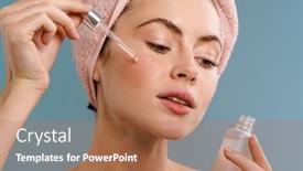  Presentation with serum - PPT theme with image-of-a-young-beautiful background and a coral colored foreground