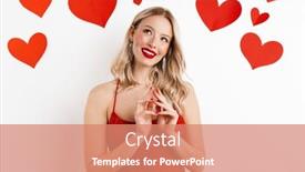  Presentation with lipstick - PPT layouts with image-of-a-young-blonde background and a coral colored foreground