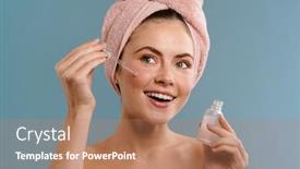  Presentation with serum - Audience pleasing PPT theme consisting of image-of-a-young-cheery backdrop and a coral colored foreground