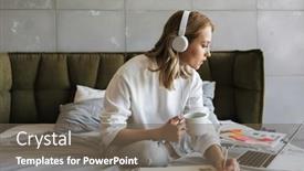  Presentation with computer music - Presentation theme consisting of image-of-a-young-concentrated background and a violet colored foreground