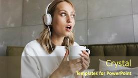  Presentation with coffee music - Slides consisting of image-of-a-young-concentrated background and a tawny brown colored foreground