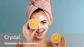  Presentation with skincare - Slide deck consisting of image-of-a-young-cute background and a coral colored foreground