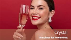  Presentation with lipstick - Amazing PPT theme having image-of-a-young-happy backdrop and a coral colored foreground