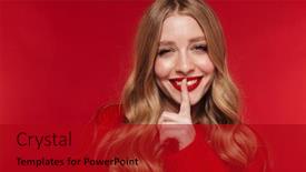  Presentation with lipstick - Slides having image-of-a-young-happy background and a crimson colored foreground