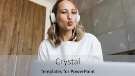  Presentation with computer music - Amazing presentation design having image-of-a-young-happy backdrop and a light gray colored foreground