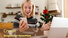  Presentation with mobile home - Audience pleasing slide set consisting of image-of-a-young-happy backdrop and a tawny brown colored foreground