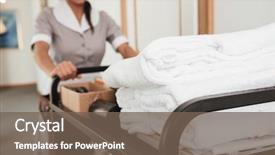  Presentation with hotel - Beautiful PPT theme featuring image of a young hotel backdrop and a violet colored foreground