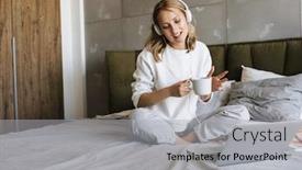  Presentation with coffee music - Presentation theme enhanced with image-of-a-young-pleased background and a light gray colored foreground