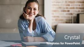  Presentation with writing notes - PPT theme consisting of image-of-a-young-positive background and a ocean colored foreground