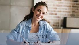  Presentation with writing notes - Slide deck having image-of-a-young-positive background and a seafoam green colored foreground