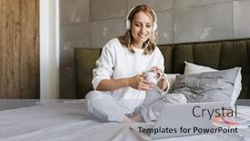  Presentation with computer music - Slides featuring image-of-a-young-positive background and a light gray colored foreground