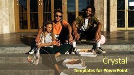  Presentation with steps - PPT theme with image-of-a-young-positive background and a tawny brown colored foreground