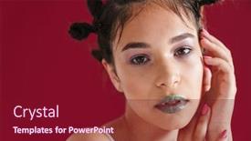  Presentation with punk - PPT theme enhanced with image of a young pretty punk teenage girl posing isolated over burgundy red wall background background and a violet colored foreground