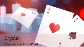  Presentation with image of car racing - Theme enhanced with image of ace of hearts background and a coral colored foreground