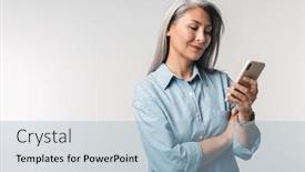  Presentation with wrinkles gray hair - Theme with image-of-adult-mature-woman background and a light blue colored foreground