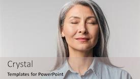  Presentation with long hair - Theme enhanced with image-of-adult-mature-woman background and a mint green colored foreground