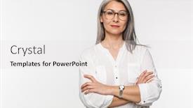  Presentation with long hair - Colorful presentation theme enhanced with image-of-adult-mature-woman backdrop and a light gray colored foreground