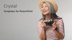  Presentation with long hair - Audience pleasing presentation consisting of image-of-adult-woman backdrop and a light gray colored foreground