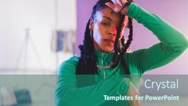  Presentation with hip hop - Slide set having image-of-afican-american-female background and a ocean colored foreground