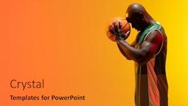  Presentation with basketball - Presentation theme having image-of-african-american-basketball background and a gold colored foreground