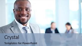  Presentation with african american business - Slides having image of african-american business background and a light blue colored foreground