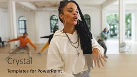  Presentation with movement - Presentation theme featuring image-of-african-american-female background and a coral colored foreground