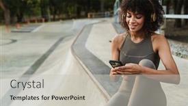  Presentation with african american grandmother - Beautiful PPT theme featuring image-of-african-american-sportswoman backdrop and a light gray colored foreground