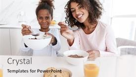  Presentation with corn flakes - Colorful presentation design enhanced with image-of-african-american-woman backdrop and a lemonade colored foreground