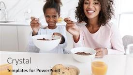  Presentation with corn flakes - Amazing slide set having image-of-african-american-woman backdrop and a lemonade colored foreground