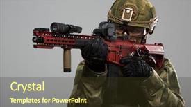  Presentation with stress management for military - Colorful theme enhanced with image of aiming military man backdrop and a tawny brown colored foreground