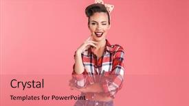  Presentation with happy image - Slide set consisting of image of amazing happy young background and a coral colored foreground