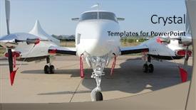  Presentation with airport - Cool new PPT theme with aircraft fuel - image of an airplane stands backdrop and a light blue colored foreground