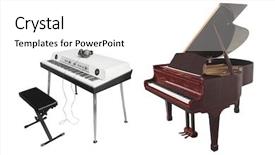  Presentation with piano black white - Slide deck featuring image of an electronic synthesizer background and a white colored foreground