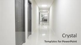  Presentation with microwave imaging image of modern - Cool new slide set with hospital hotel - image of an empty corridor backdrop and a light gray colored foreground