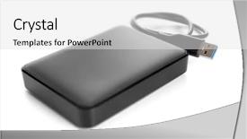  Presentation with hard disk drive - PPT theme consisting of image of an external hard background and a white colored foreground