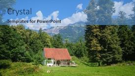  Presentation with alps - Theme consisting of image-of-an-idyllic-farmhouse background and a light blue colored foreground